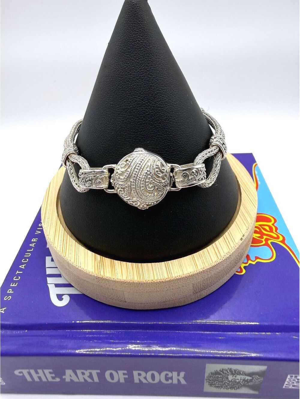 Sardi Sterling Silver Byzantine-Style Woven Bracelet with Filigree Station